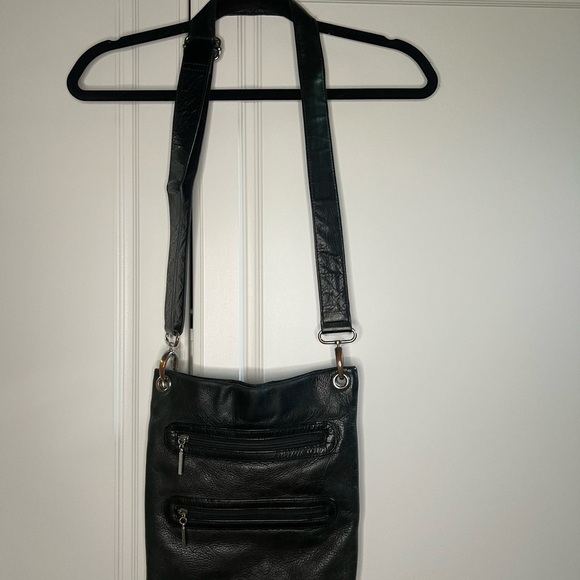 Margot Black Leather Multi Zip Crossbody Purse - Picture 2 of 8